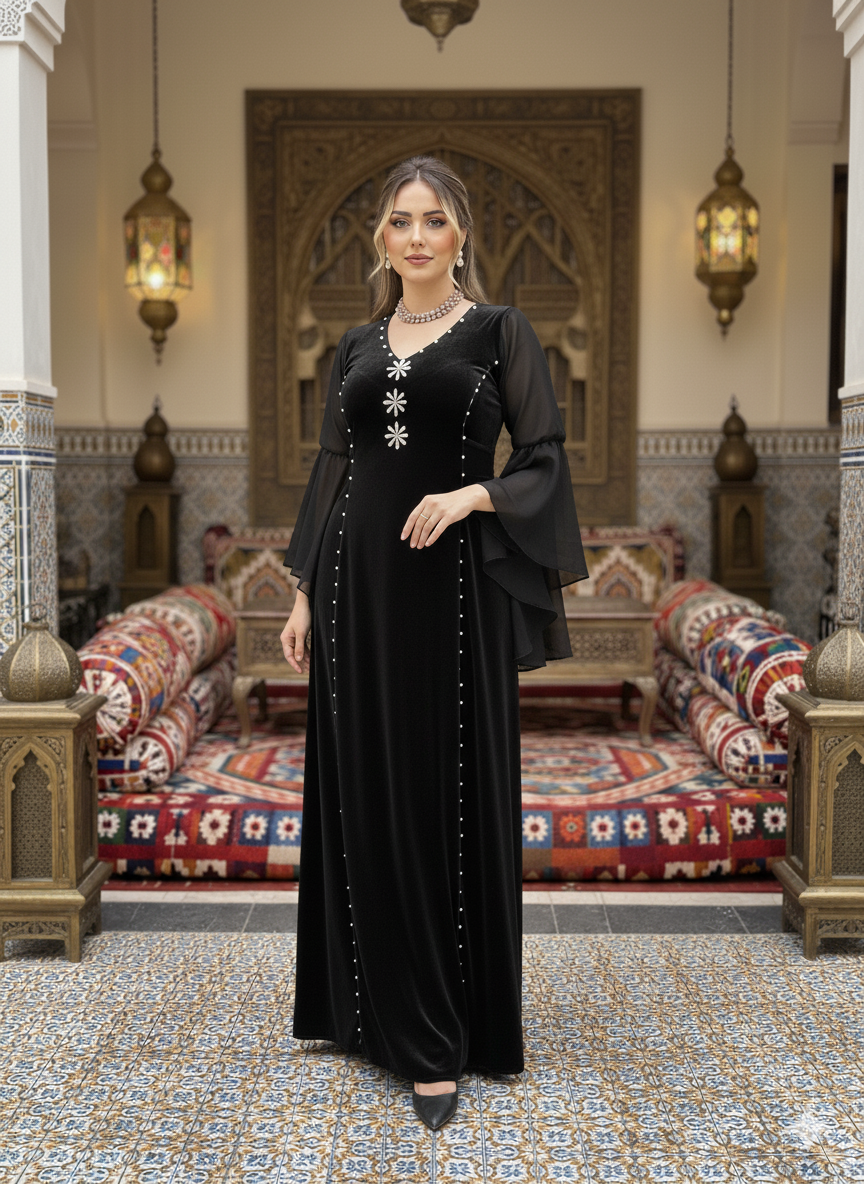 👑✨فستان سلطانة – قطيفة فتون بتفاصيل فاخرة - الصورة 3